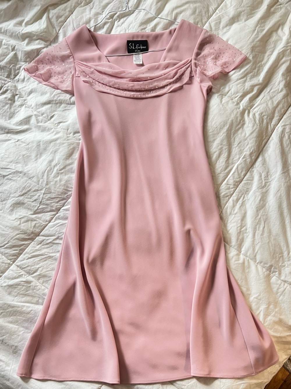 SL Fashions Blush Pink Cap-Sleeve Midi Dress